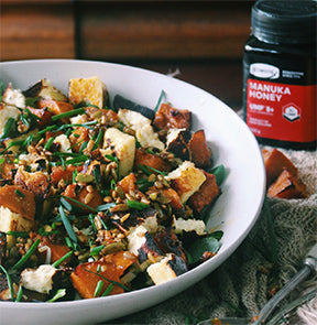 Huamata Paukena me te tīhi - Pumpkin and (Haloumi) Cheese Salad