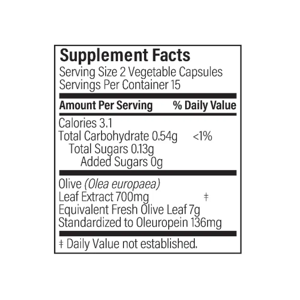 Olive Life Capsule 30s Nutritional Panel