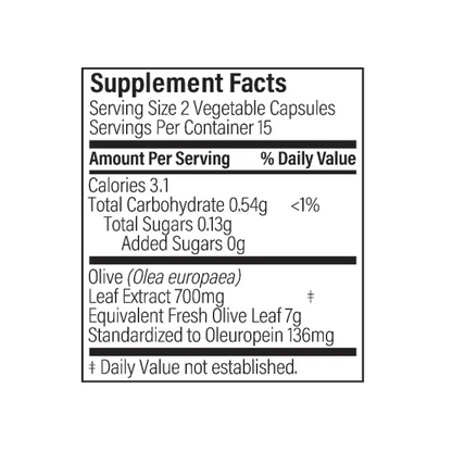 Olive Life Capsule 30s Nutritional Panel