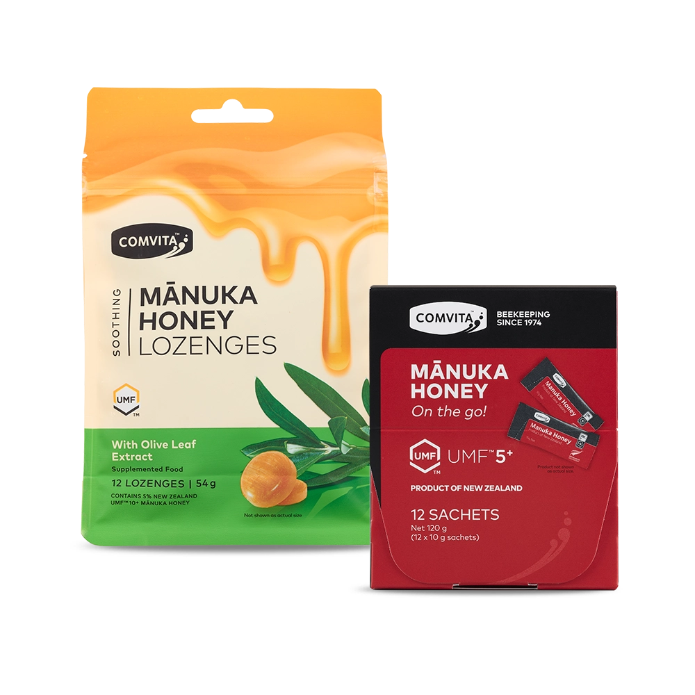 Two Comvita Manuka Honey products on a white background