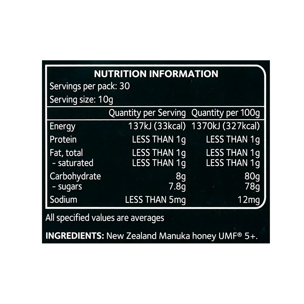 UMF 5+ Manuka Honey Sachets 30s Ingredients