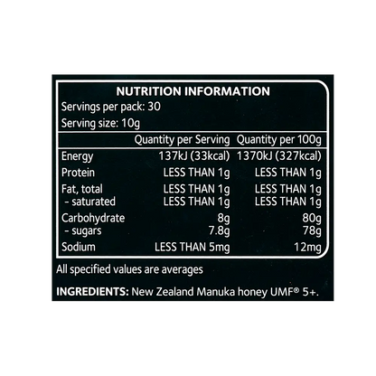 UMF 5+ Manuka Honey Sachets 30s Ingredients
