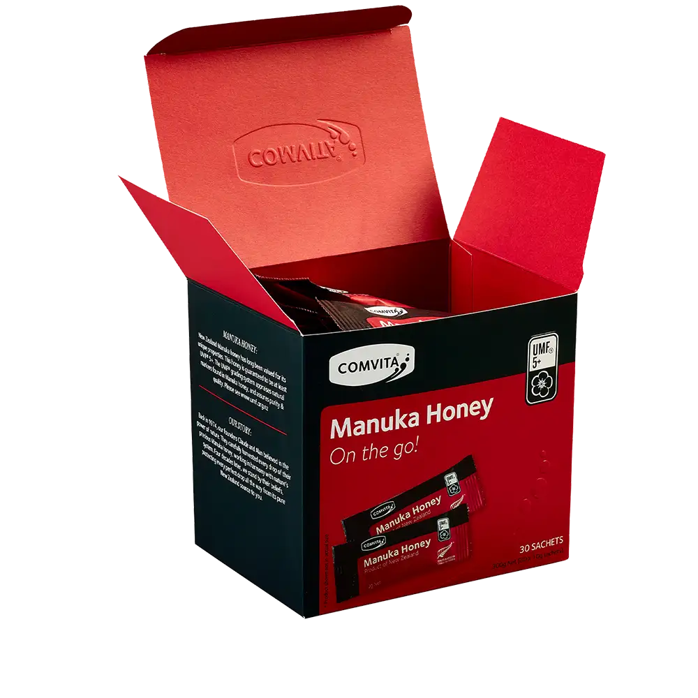UMF 5+ Manuka Honey Sachets 30s Box Open