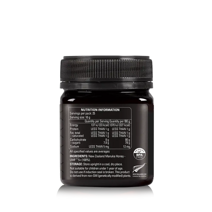 UMF 5+ Manuka Honey 250g Jar Back