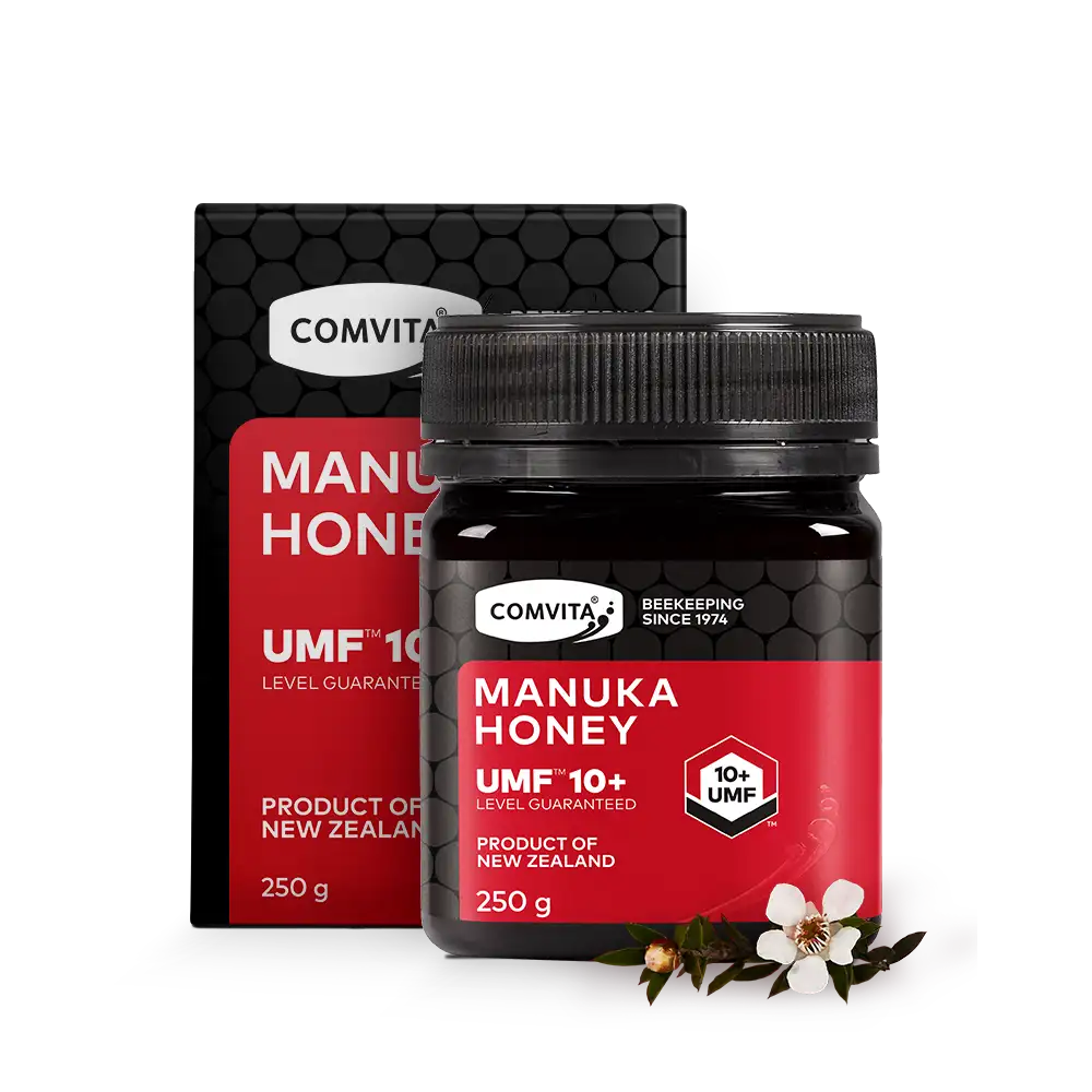 UMF 10+ Manuka Honey 250g Box and Jar