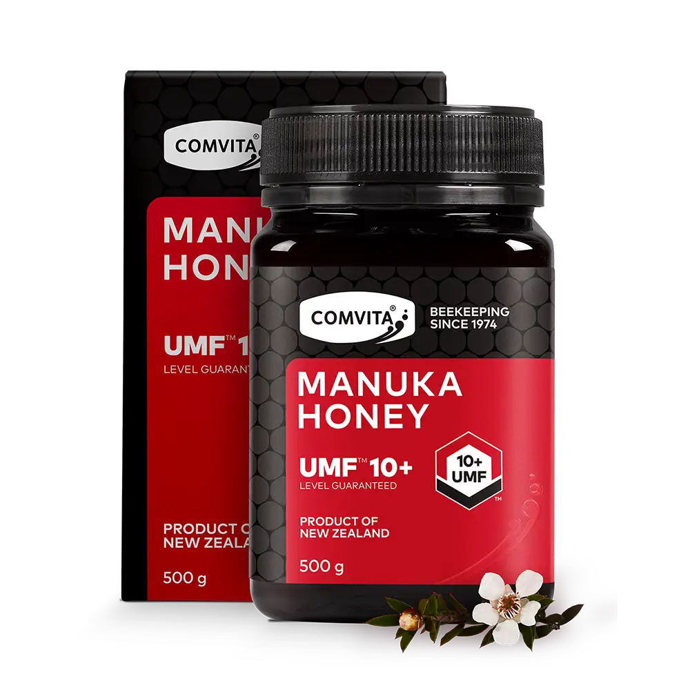 UMF 10+ Manuka Honey 500g Box and jar