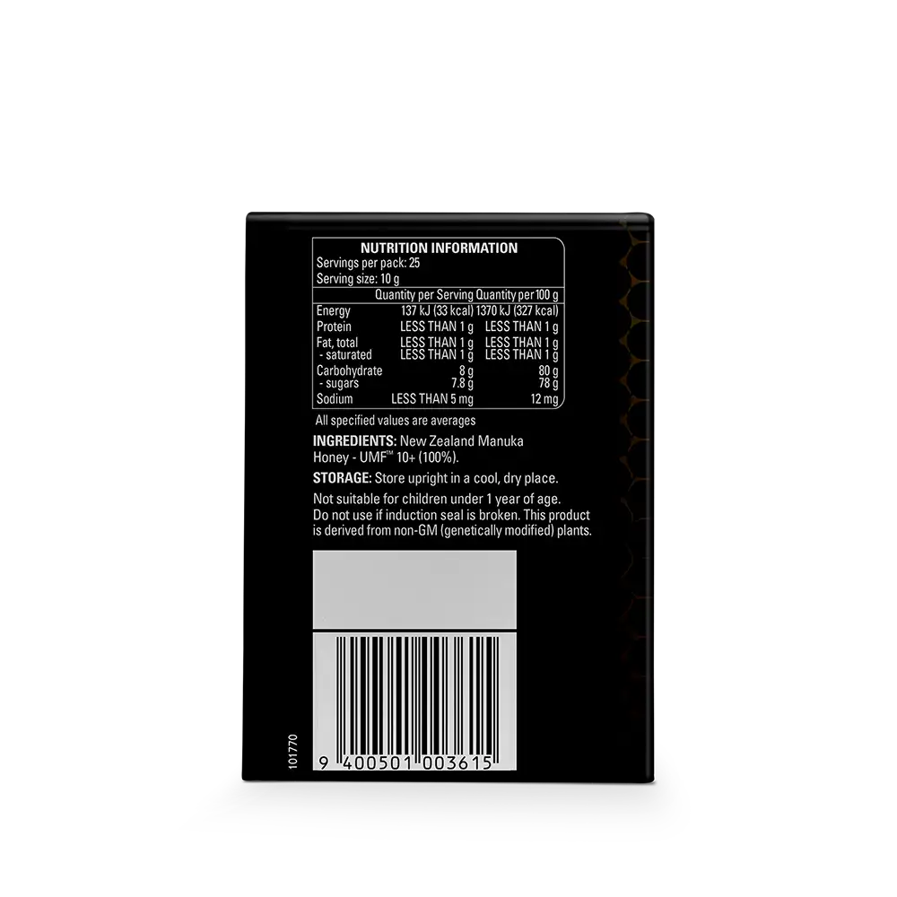 UMF 10+ Manuka Honey 250g Box Back