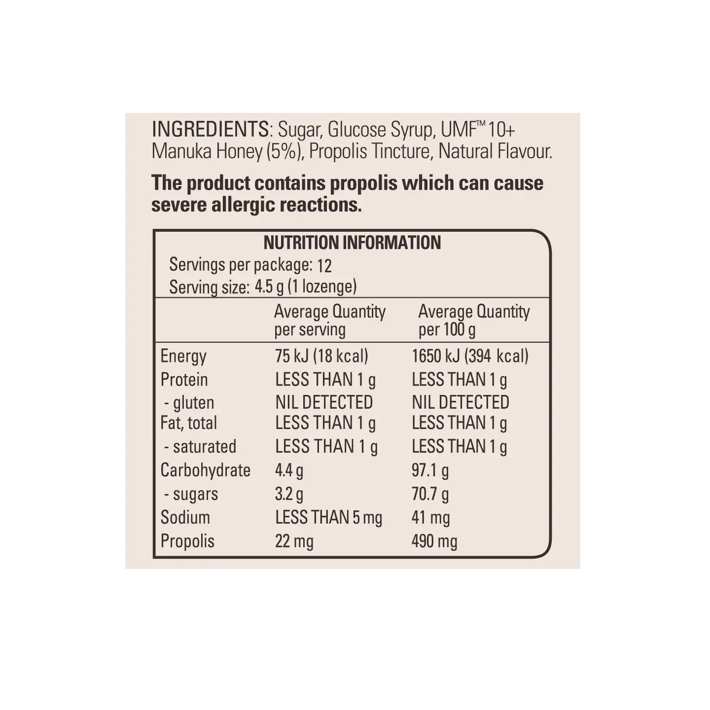 Mānuka Honey Lozenges Aniseed ING