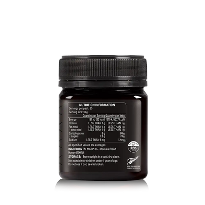 Manuka Blend Honey MGO30 250g Jar Back