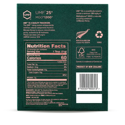 UMF 25+ Manuka Honey box back