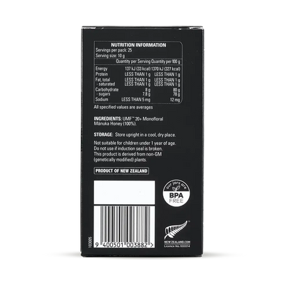 UMF 20+ Manuka Honey box back