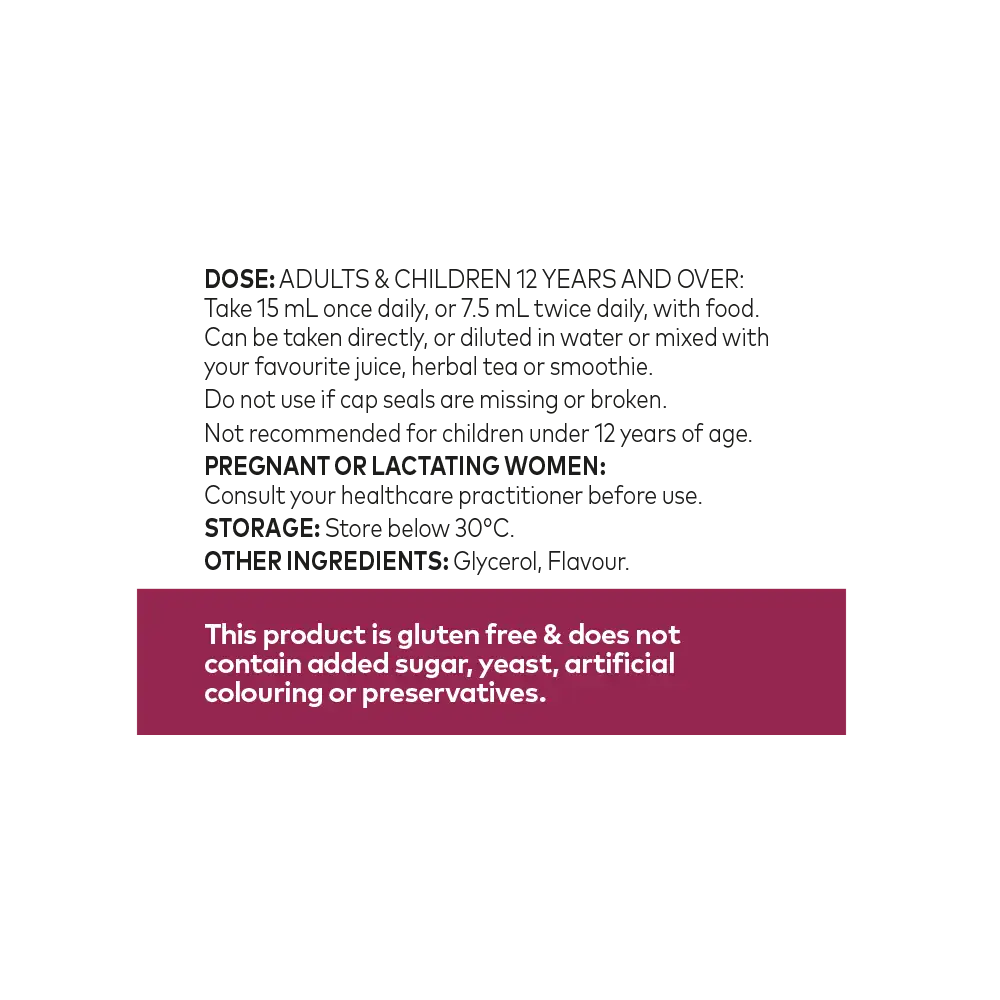 Olive Leaf Extract Mixed Berry 500ml Ingredients list