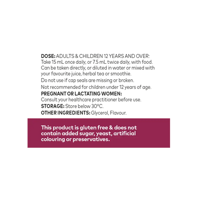 Olive Leaf Extract Mixed Berry 500ml Ingredients list