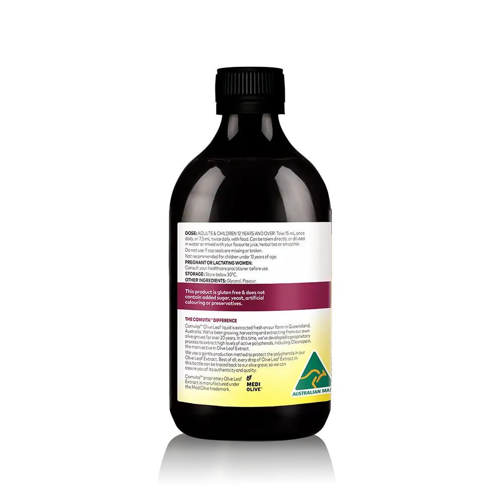 Olive Leaf Extract Mixed Berry 500ml Bottle Left
