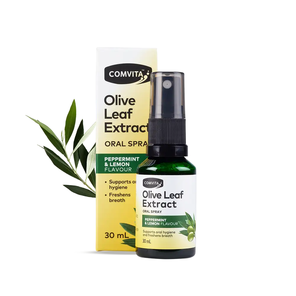 Olive Leaf Extract Oral Spray Box and Spray Bottle