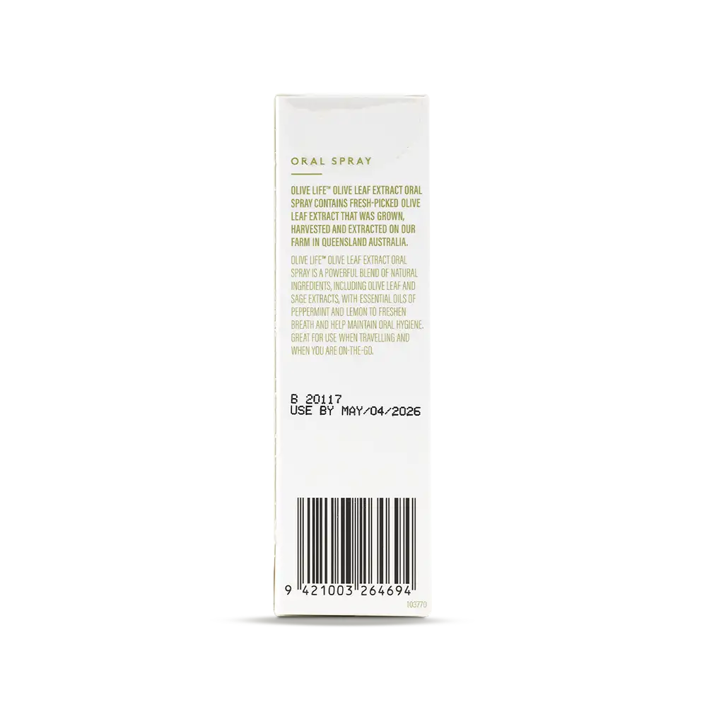 Olive Life Oral Spray 30ml Box Back