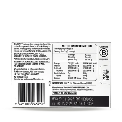 100% Mānuka UMF 15+ Honey Lozenges ING
