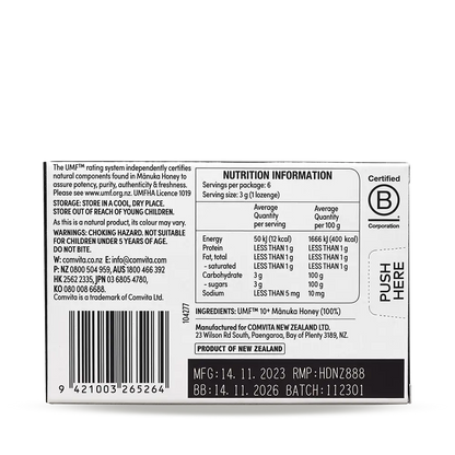 100% Mānuka UMF 10+ Honey Lozenges ING