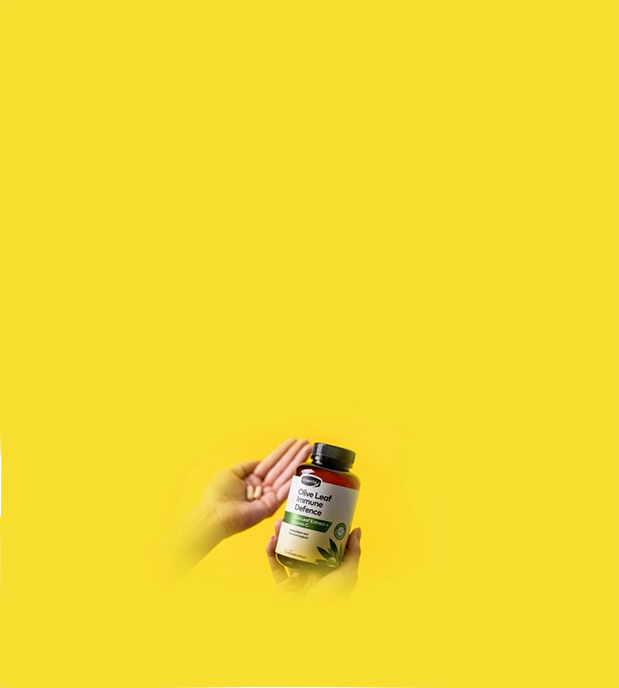 hand holding olive leaf immune defence