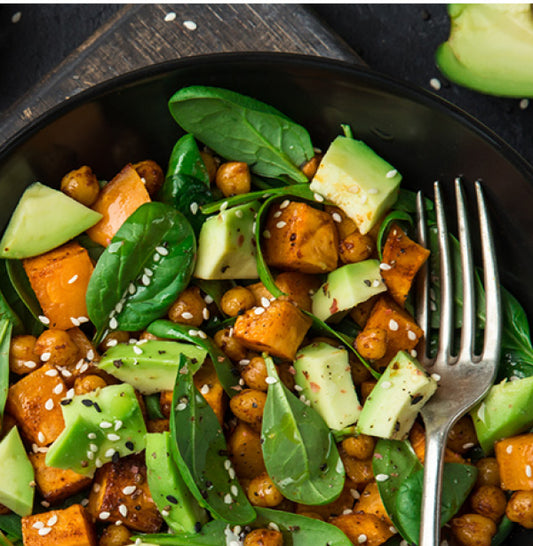 Sweet Potato, Chickpea and Avocado Salad with Manuka Honey