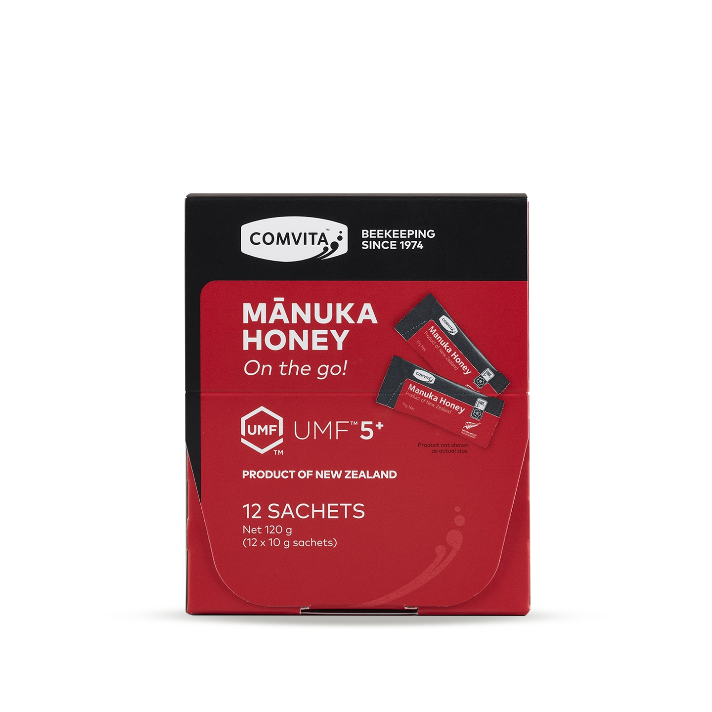 Boxed Comvita Manuka Honey Sachets 5+ 12s