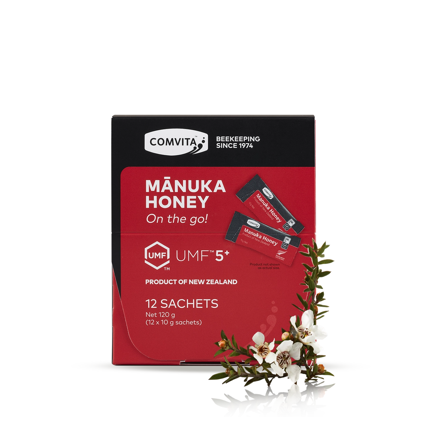 Boxed Comvita Manuka Honey Sachets 5+ 12s