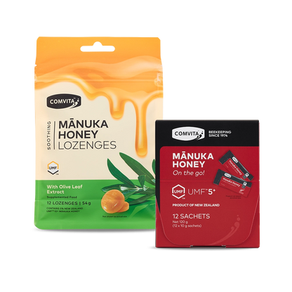 Two Comvita Manuka Honey products on a white background