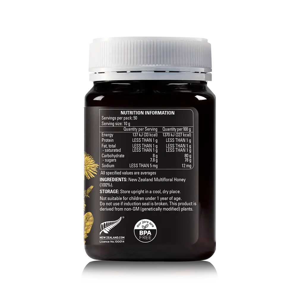 Multifloral Honey 500g Jar Back