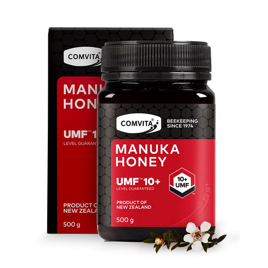 UMF 10+ Manuka Honey 500g Box and jar