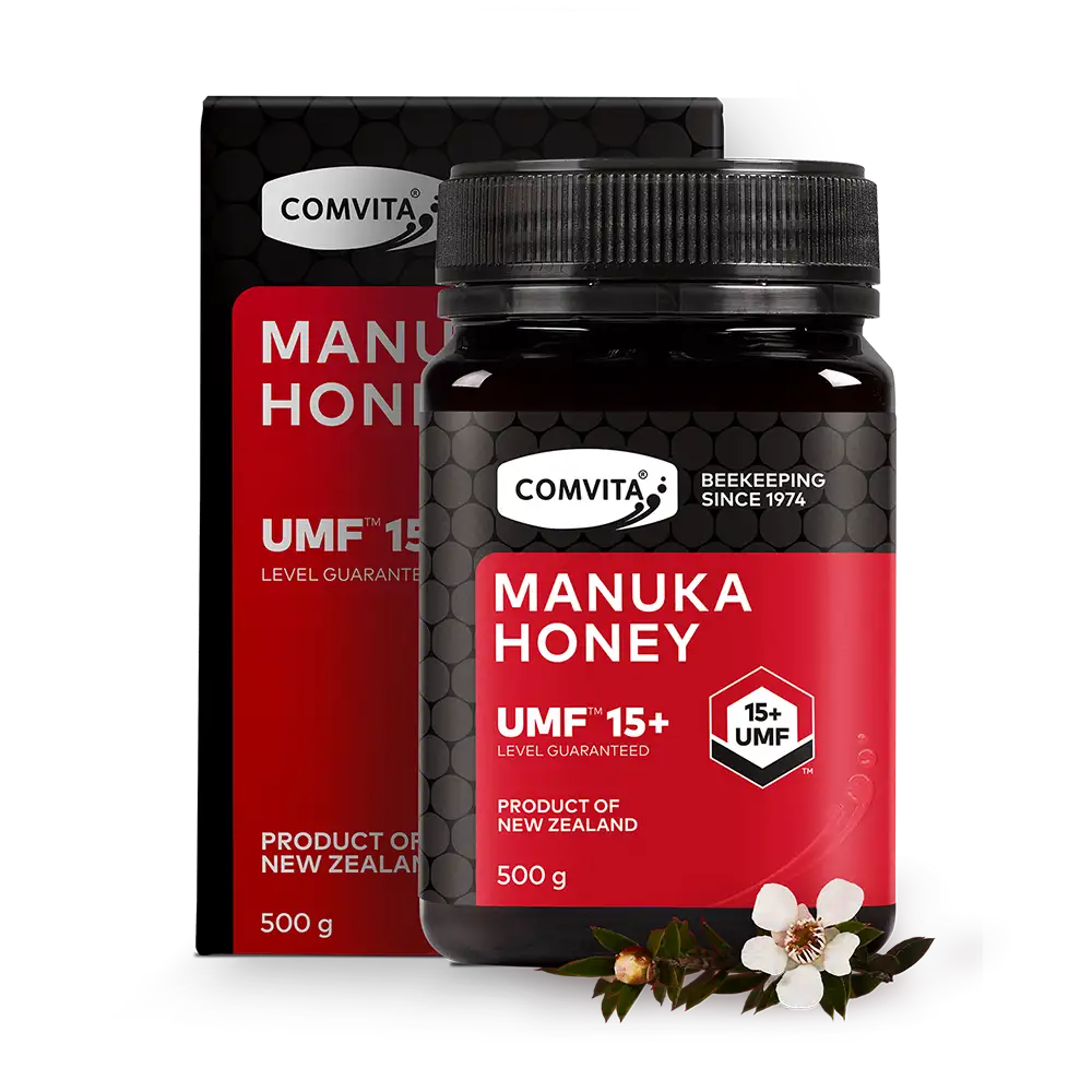 UMF 15+ Manuka Honey 500g Box and Jar