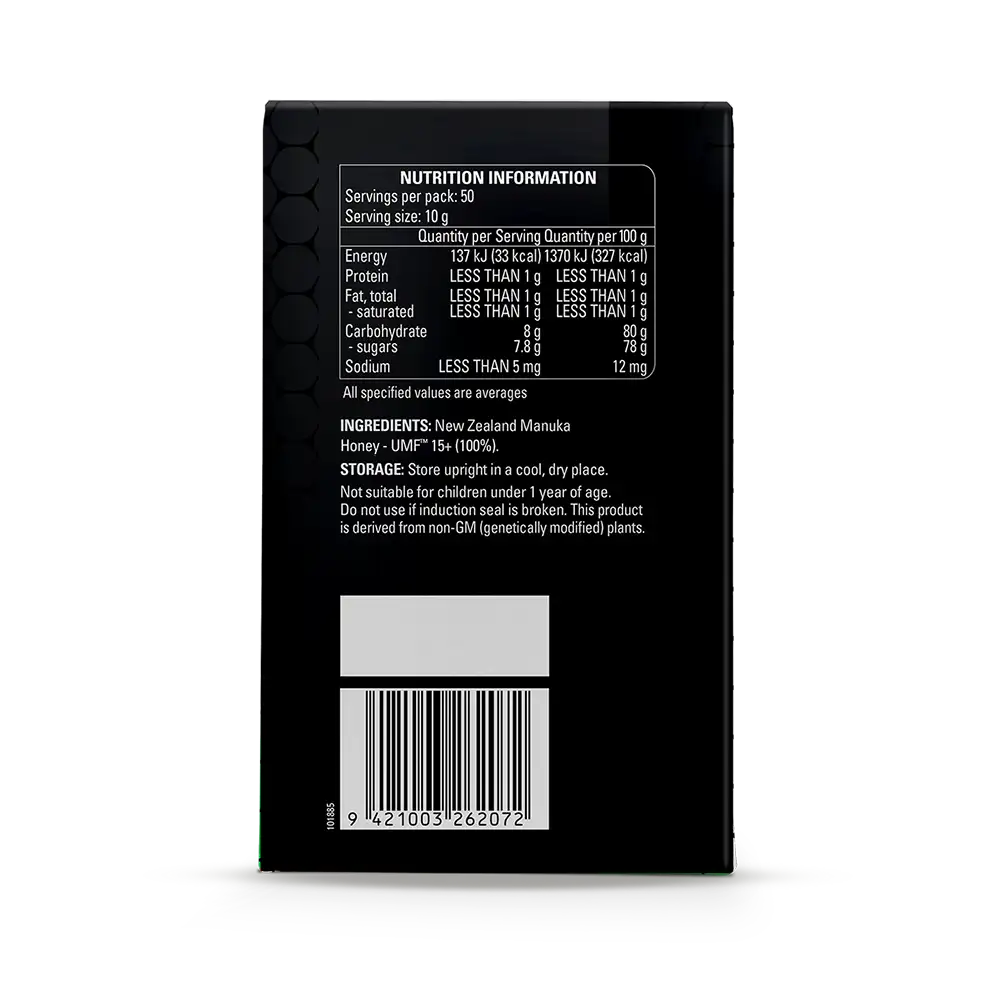 UMF 15+ Manuka Honey 500g Box Right