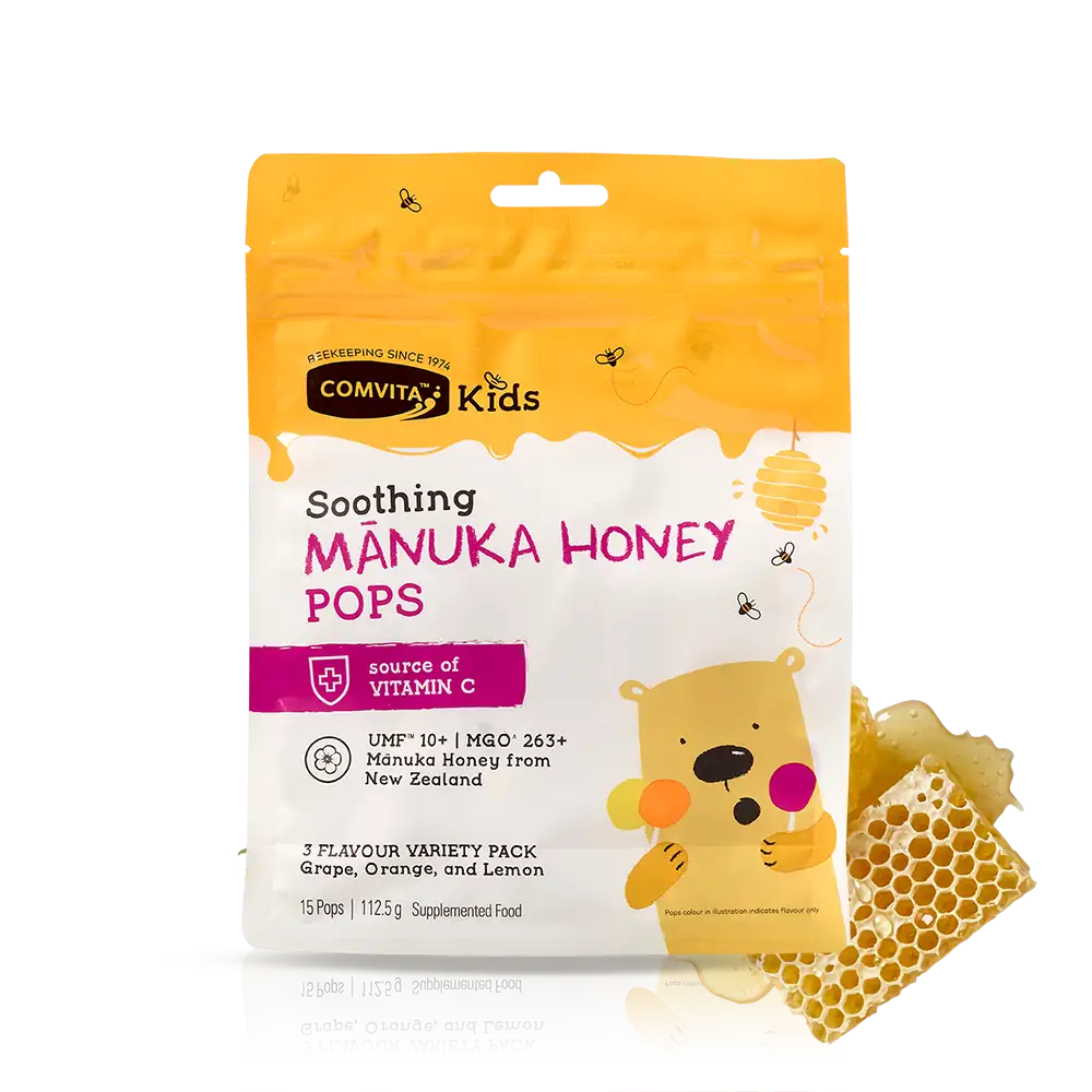 Kids Soothing Pops With UMF 10+ Mānuka Honey Pack Front