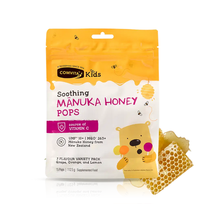 Kids Soothing Pops With UMF 10+ Mānuka Honey Pack Front