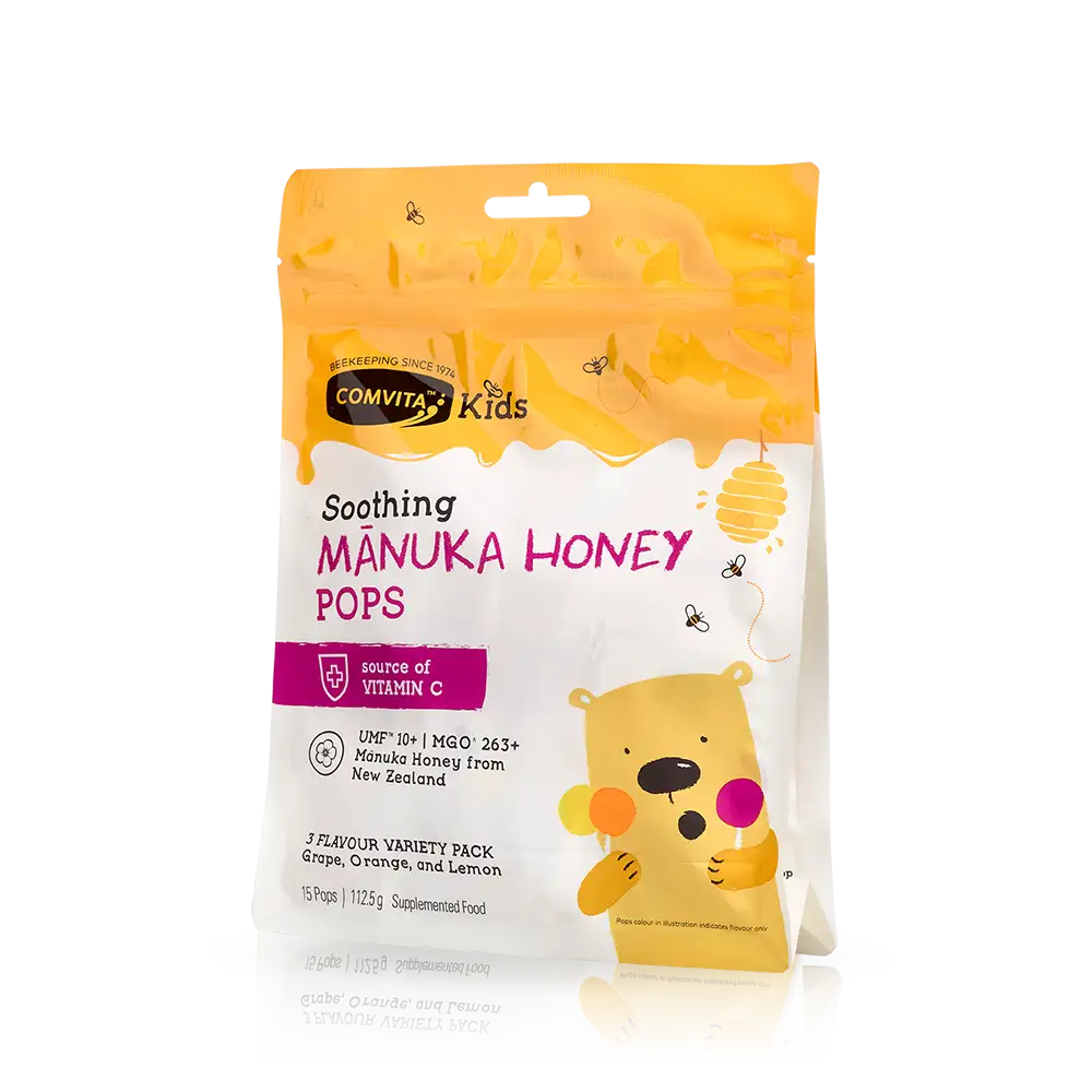 Kids Soothing Pops With UMF 10+ Mānuka Honey Pack Angle Right