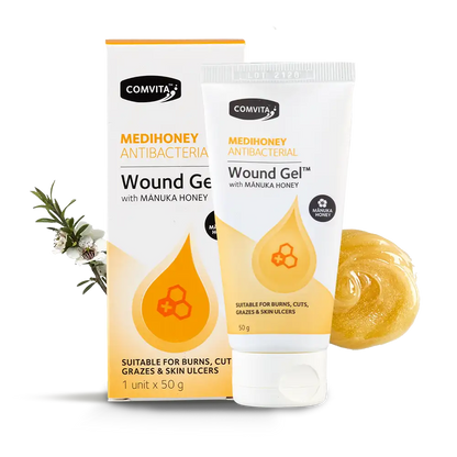 MediHoney Wound Gel 50g Box and Tube Front