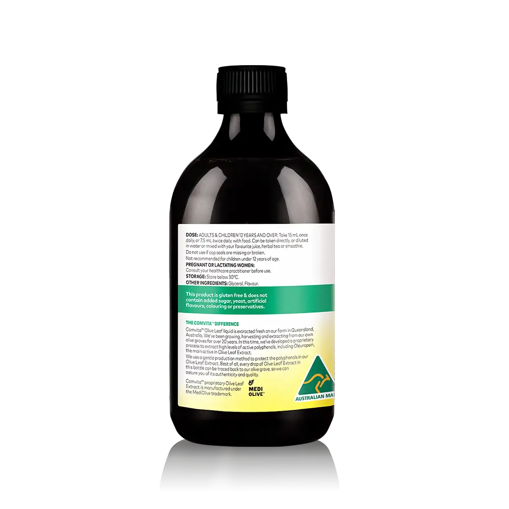 Olive Leaf Extract PEPPERMINT 500ml Bottle Right