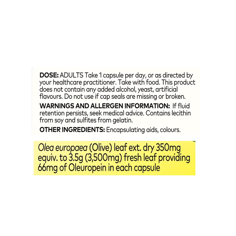Olive Leaf Extract High Strength Soft Caps 60s Ingredients