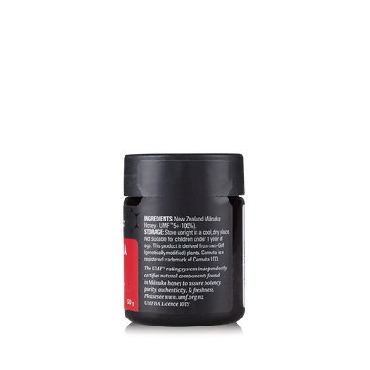 UMF 5+ Manuka Honey 50g jar right